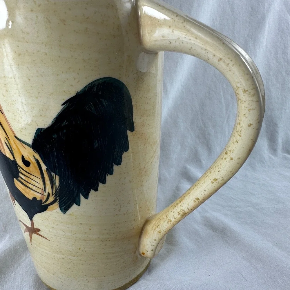Vintage 1999 Blue Sky Stoneware Rooster Pitcher 9